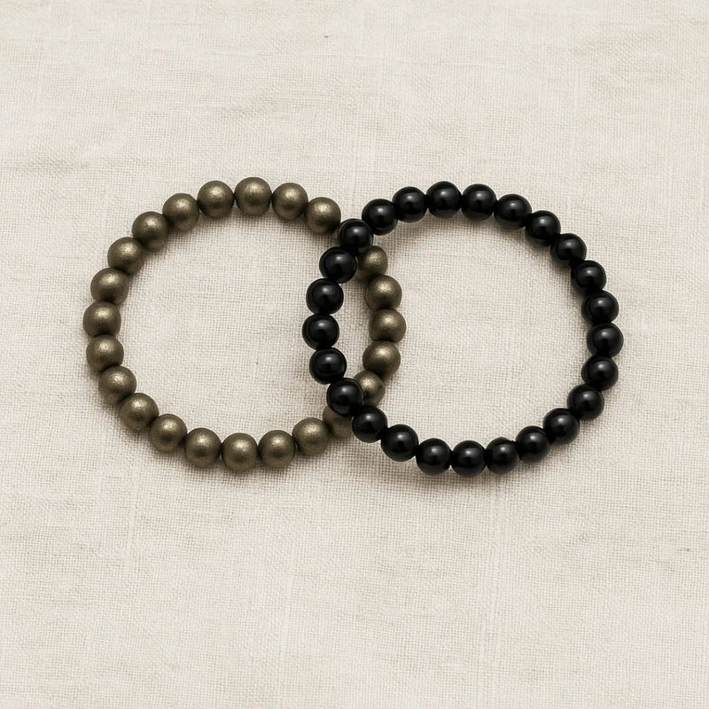 Combination Bracelet (Pyrite + Black Tourmaline) Attracts Wealth & Success
