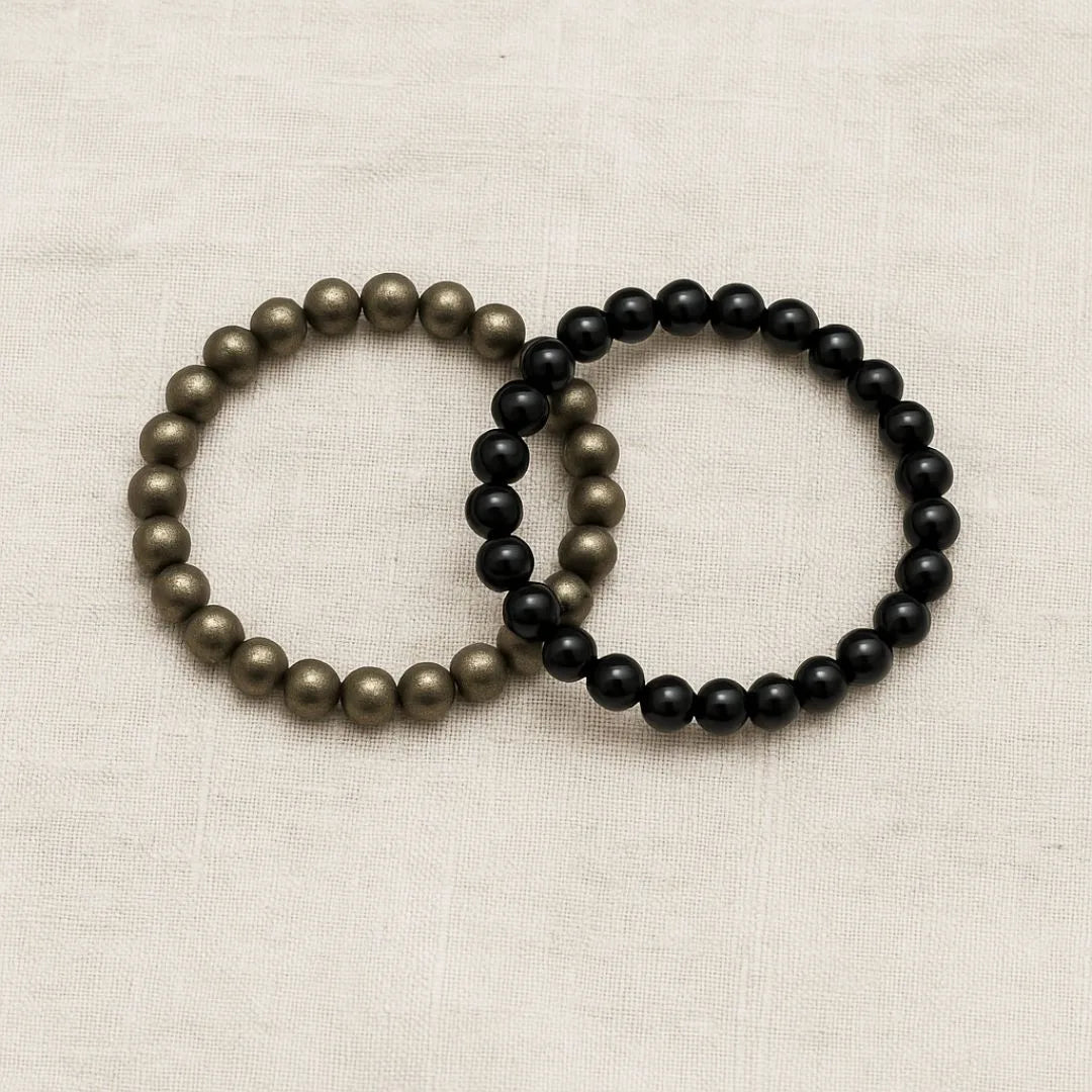 Combination Bracelet (Pyrite + Black Tourmaline) Attracts Wealth & Success