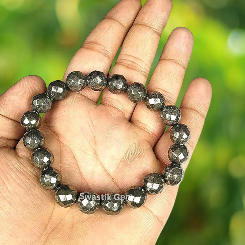 Diamond-Cut Pyrite Bracelet – Luxury Gemstone Jewelry for Prosperity &amp; Confidence